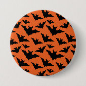Halloween zwart vleermuizen sinaasappel cool spook ronde button 7,6 cm (Voorkant)