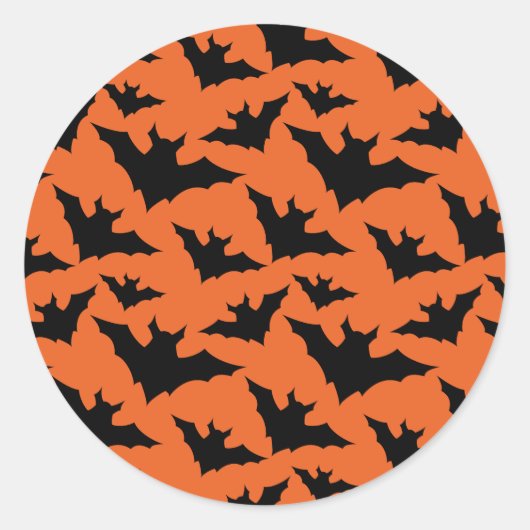 Halloween zwart vleermuizen sinaasappel cool spook ronde sticker (Voorkant)