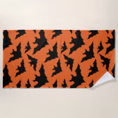 Halloween zwart vleermuizen sinaasappel cool spook strandlaken (Voorkant)