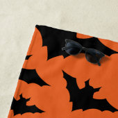 Halloween zwart vleermuizen sinaasappel cool spook strandlaken (In situ)