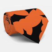Halloween zwart vleermuizen sinaasappel cool spook stropdas (Opgerold)