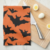 Halloween zwart vleermuizen sinaasappel cool spook theedoek (Quarter Fold)