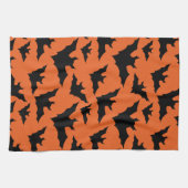Halloween zwart vleermuizen sinaasappel cool spook theedoek (Horizontaal)