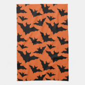 Halloween zwart vleermuizen sinaasappel cool spook theedoek (Verticaal)