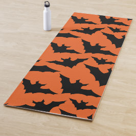 Halloween zwart vleermuizen sinaasappel cool spook yogamat