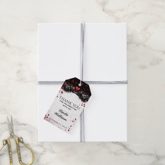 Halloween Zwart Wit Bloed Splatter Dank u Label Cadeaulabel (Met Touw)