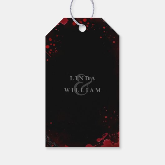 Halloween Zwart Wit Bloed Splatter Dank u Label Cadeaulabel (Achterkant)