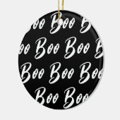 Halloween zwart wit boek tekstpatroon keramisch ornament (Links)