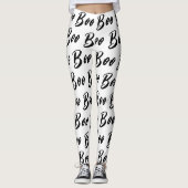 Halloween zwart-wit boek tekstpatroon leggings (Voorkant)