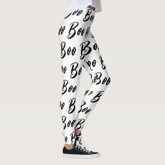 Halloween zwart-wit boek tekstpatroon leggings (Rechts)
