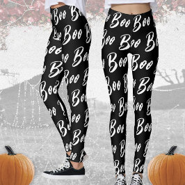 Halloween zwart-wit boek tekstpatroon leggings
