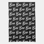 Halloween zwart-wit boek tekstpatroon theedoek (Verticaal)