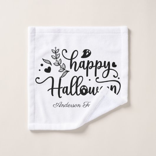 Halloween zwart-wit enge lijnkunst bad handdoek (Wasdoekje)
