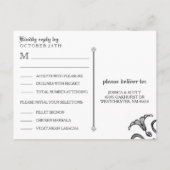 Halloween Zwart Wit Gothic Scroll RSVP MENU (Achterkant)