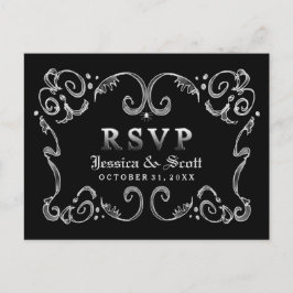 Halloween Zwart Wit Gothic Scroll RSVP MENU
