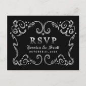 Halloween Zwart Wit Gothic Scroll RSVP Uitnodiging Briefkaart (Voorkant)