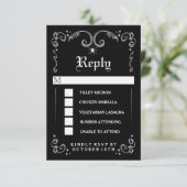 Halloween Zwart Wit Gotisch 3.5x5 MENU RSVP (Staand voorkant)