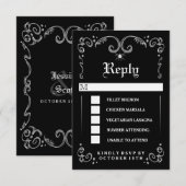 Halloween Zwart Wit Gotisch 3.5x5 MENU RSVP (Voorkant / Achterkant)