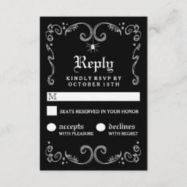 Halloween Zwart Wit Gotische Scroll 3.5x5 RSVP Kaartje