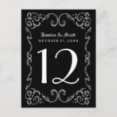 Halloween Zwart Wit Gotische Tafel Nummer Kaarten (Voorkant)