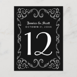 Halloween Zwart Wit Gotische Tafel Nummer Kaarten