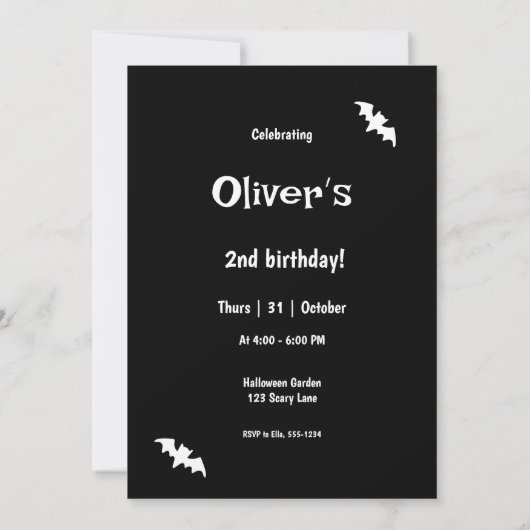 Halloween Zwart Wit Griezelen Verjaardagsfeestje Kaart (Achterkant)