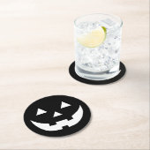 Halloween zwart-wit Jack o lantern eng Ronde Kartonnen Onderzetter (Insitu)