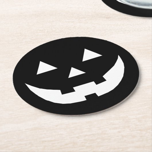 Halloween zwart-wit Jack o lantern eng Ronde Kartonnen Onderzetter (Gebogen)