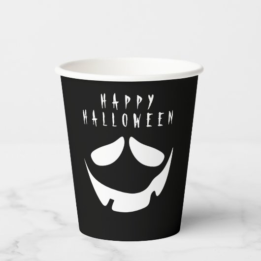 Halloween zwart-wit Jack O Lantern Pumpkin Papieren Bekers (Voorkant)