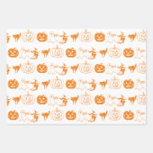 Halloween zwart wit oranje spookpatroon inpakpapier vel (Voorkant 2)