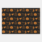 Halloween zwart wit oranje spookpatroon inpakpapier vel (Voorkant)