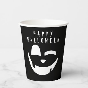 Halloween Zwart-Wit Pompoen Gelukkig Gezicht Papieren Bekers