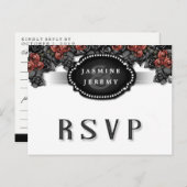 Halloween Zwart Wit Rood Roze MENU Matching RSVP (Voorkant / Achterkant)