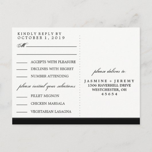 Halloween Zwart Wit Rood Roze MENU Matching RSVP (Achterkant)