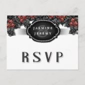 Halloween Zwart Wit Rood Roze MENU Matching RSVP (Voorkant)