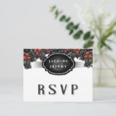 Halloween Zwart Wit Rood Roze MENU Matching RSVP (Staand voorkant)