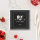 Halloween Zwart & Wit Skeletten & Hart bruiloft Servet (Insitu)