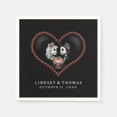 Halloween Zwart & Wit Skeletten & Hart bruiloft Servetten (Voorkant)