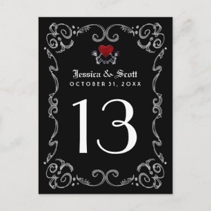 Halloween Zwart Wit Skeletten Harttafel Nummer Briefkaart