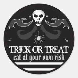 Halloween Zwart & Wit Skull Label Trick or treat