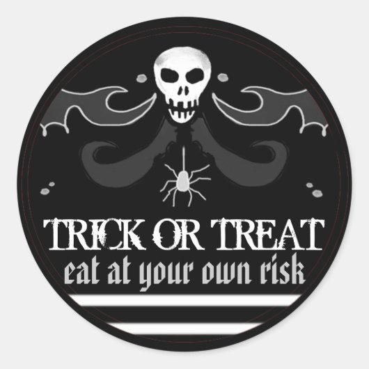 Halloween Zwart & Wit Skull Label Trick or treat (Voorkant)