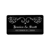 Halloween Zwart Wit Spin Gothic Scroll Bruiloft Etiket (Voorkant)