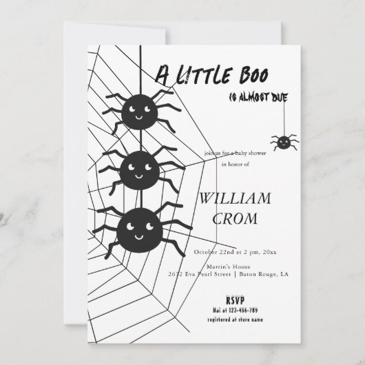 Halloween zwart-wit spinnenweb Baby shower Kaart (Voorkant)