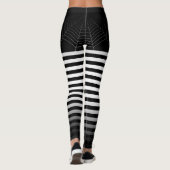 Halloween Zwart Wit spinnenweb strepen ombre Leggings (Achterkant)