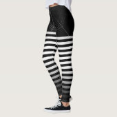 Halloween Zwart Wit spinnenweb strepen ombre Leggings (Links)