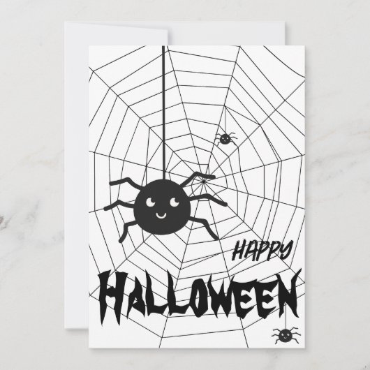 Halloween zwart-wit spinnenweb Wenskaart Kaart (Voorkant)