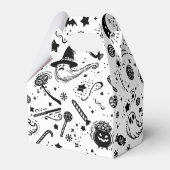 Halloween zwart-wit spookachtig verjaardagsfeestje bedankdoosjes (Voorkant Zijde)