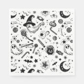 Halloween zwart-wit spookachtig verjaardagsfeestje servet (Voorkant)