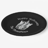 Halloween Zwart-Wit Spooky Skelet Papieren Bordje (Gekanteld)