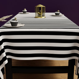Halloween zwart-wit streeppatroon tafelkleed